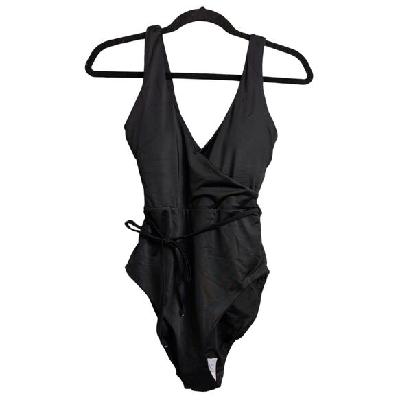 Andie The Belmar One Piece Black Tie Waist Swimwear Bathing Suit Size L New - Picture 6 of 12